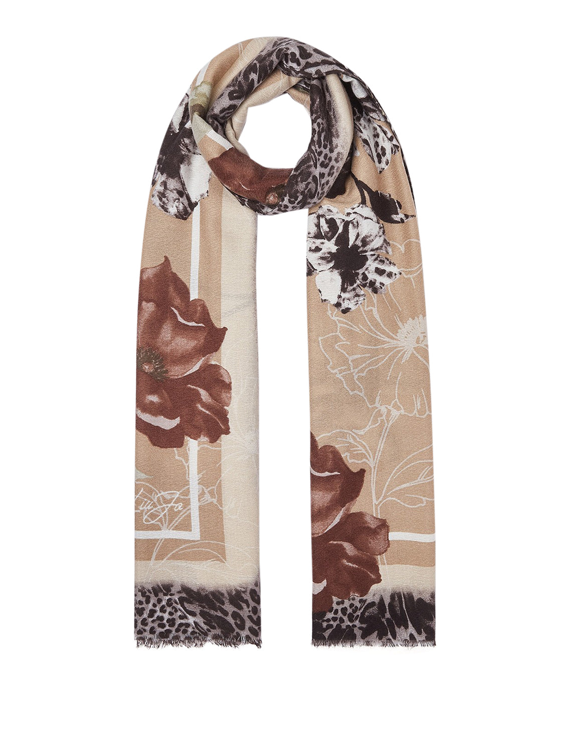 LIU JO SOFT1 Sciarpa Con Fiori Liu Jo - Beige Naturale