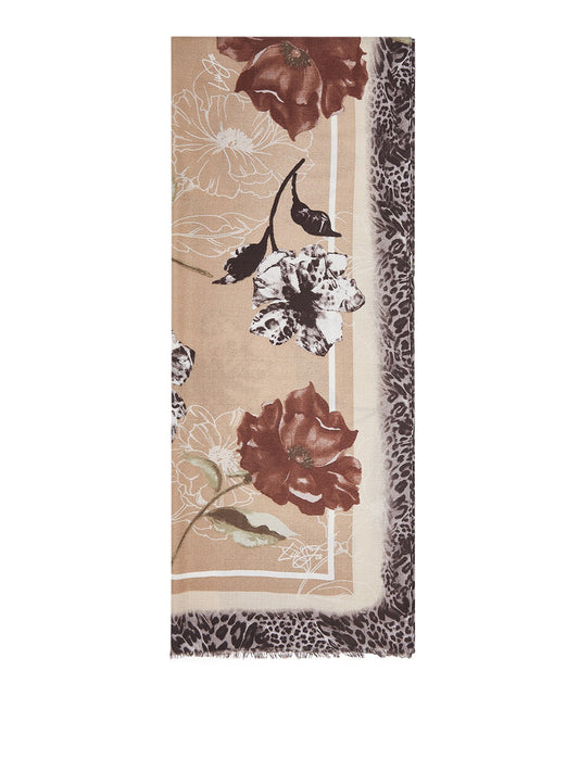 LIU JO SOFT1 Sciarpa Con Fiori Liu Jo - Beige Naturale