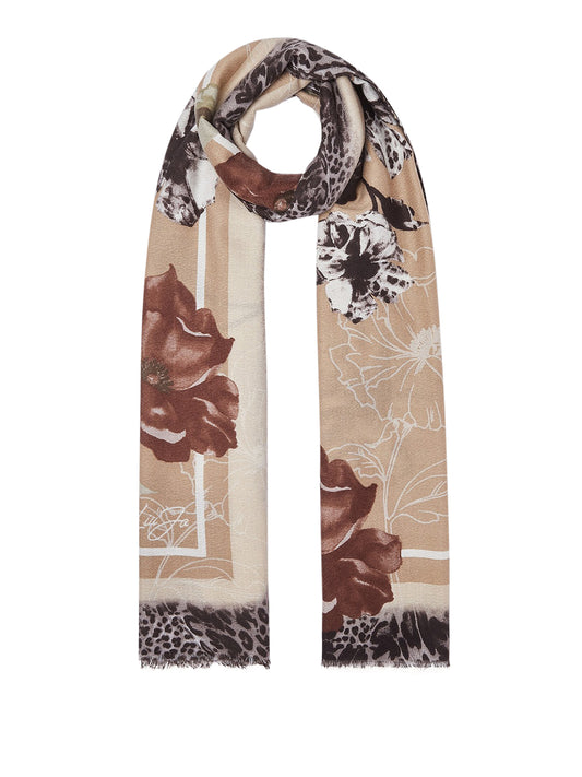 LIU JO SOFT1 Sciarpa Con Fiori Liu Jo - Beige Naturale