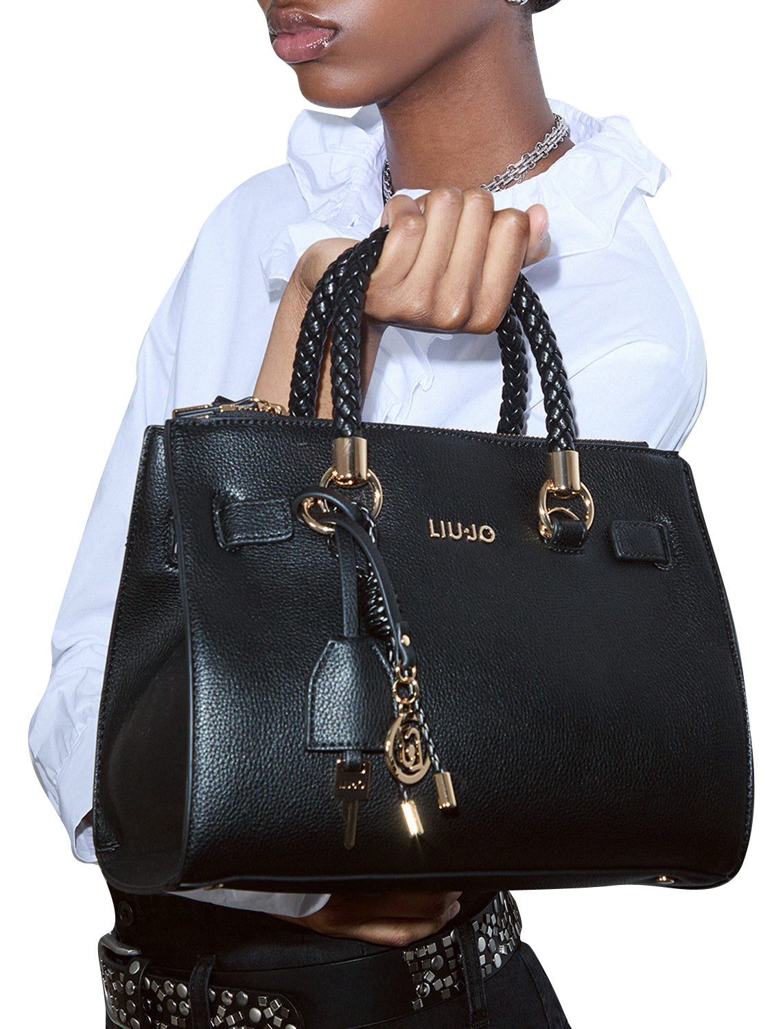 LIUJO ACCESSORI1 Liu Jo Borsa A Tracolla Logo Frontale Nero BLACK