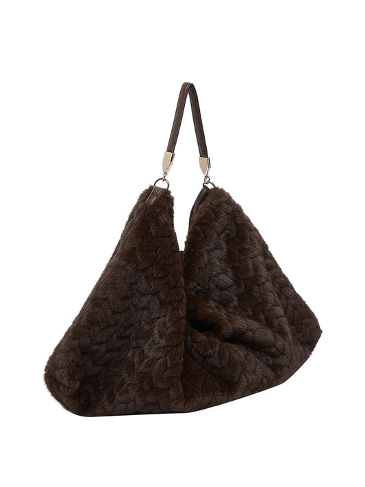LIUJO ACCESSORI1 Borsa Grande In Pelliccia Sintetica Liu Jo - Marrone Scuro Deep Brown