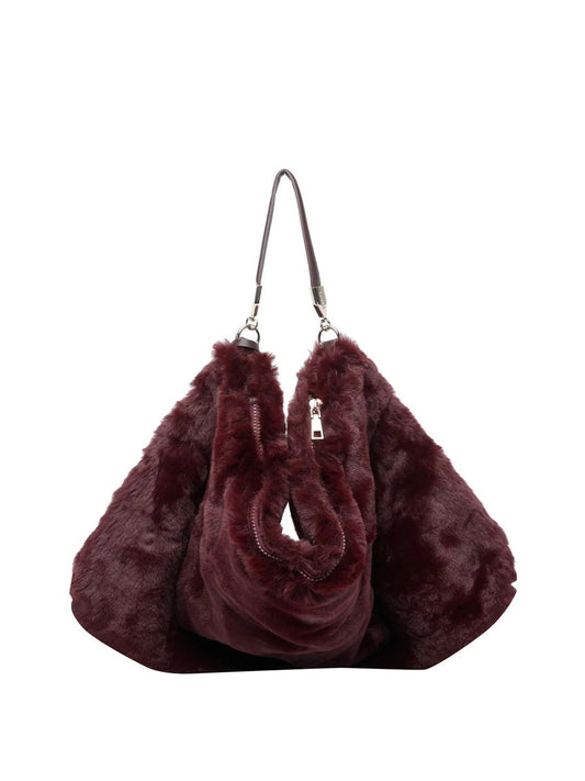 LIUJO ACCESSORI1 Borsa Grande In Pelliccia Sintetica Liu Jo - Red Aubergine Red Aubergine