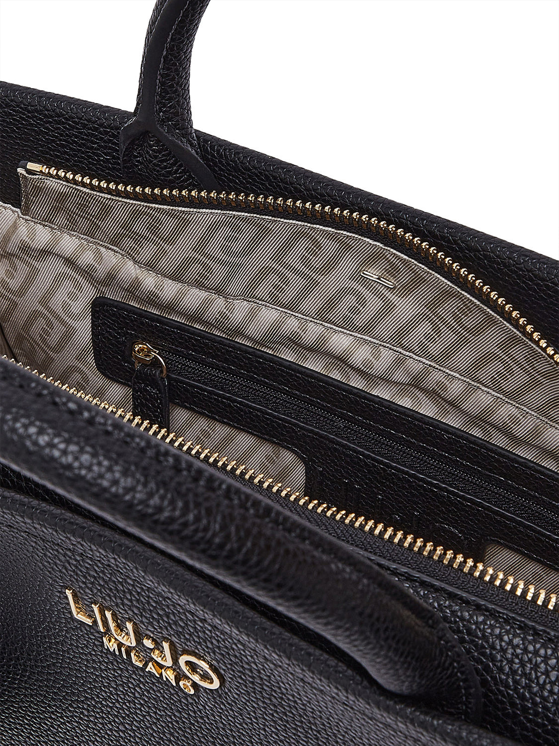 LIUJO ACCESSORI1 Liu Jo Borsa A Mano Media Logo Frontale Nero BLACK