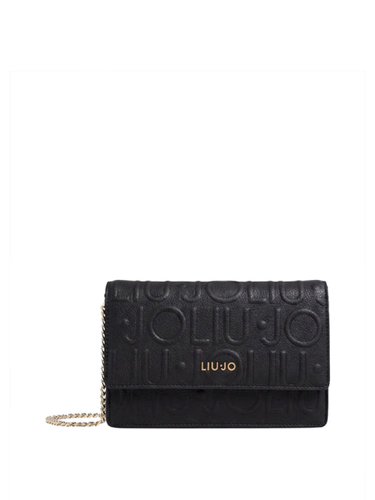 LIUJO ACCESSORI1 Liu Jo Borsa A Tracolla Logo Frontale Nero BLACK