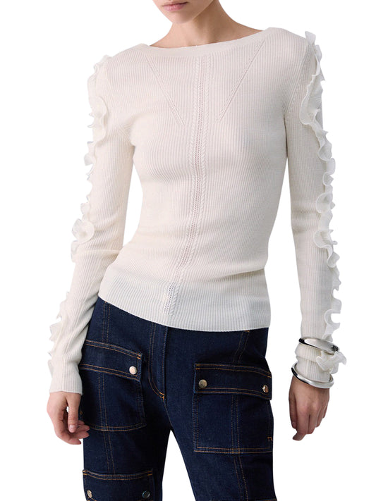 LIU.JO BLACK Maglia In Lana Con Rouches Liu Jo - Bianco Bianco Lana