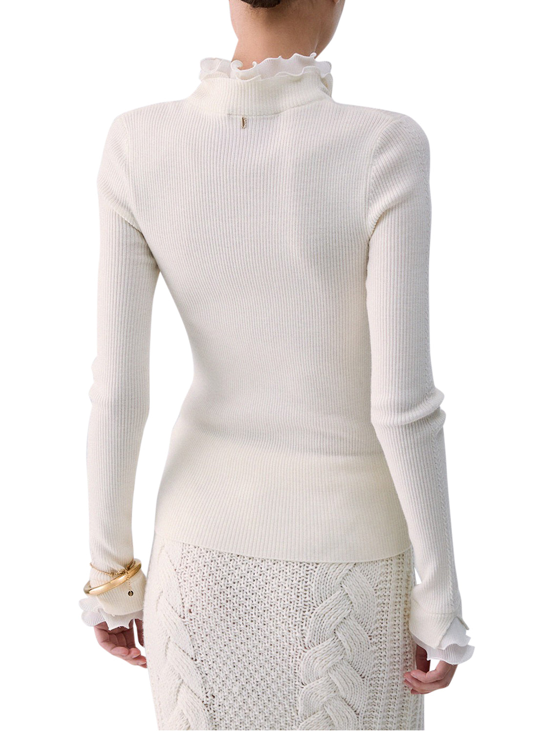 LIU.JO BLACK Lupetto In Lana Con Rouches Liu Jo - Bianco Bianco Lana