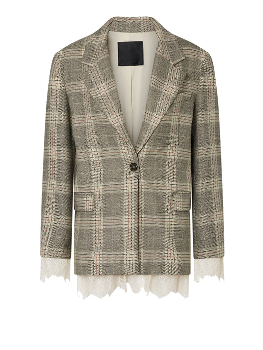LIU.JO BLACK Liu Jo Blazer Check Con Dettagli In Pizzo Nero Sandy Big Check