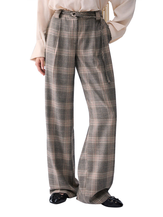 LIU.JO BLACK Pantalone In Palazzo Liu Jo Con Cintura Beige Sandy Big Check
