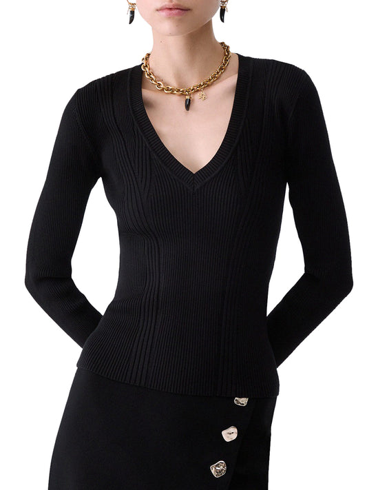 LIU.JO BLACK Maglia Con Scollo a V Liu Jo - Nero BLACK