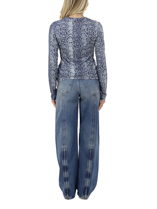 LIUJO CAPSULE ELODIE T-Shirt Liu Jo Effetto Snake Denim Special Snake