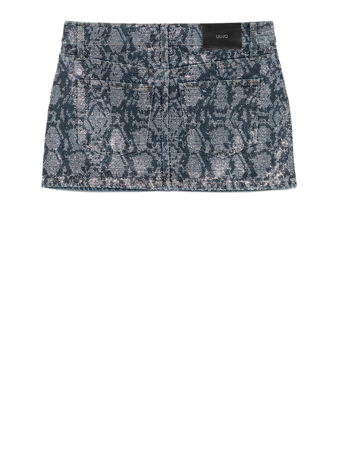 LIUJO CAPSULE ELODIE Liu Jo Gonna Strass In Applicazione Denim Den.Blue Summ.Strass