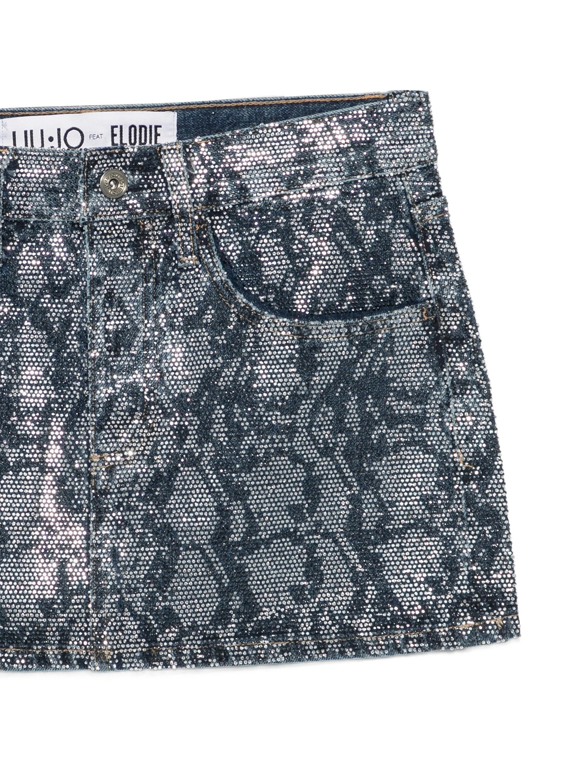 LIUJO CAPSULE ELODIE Liu Jo Gonna Strass In Applicazione Denim Den.Blue Summ.Strass