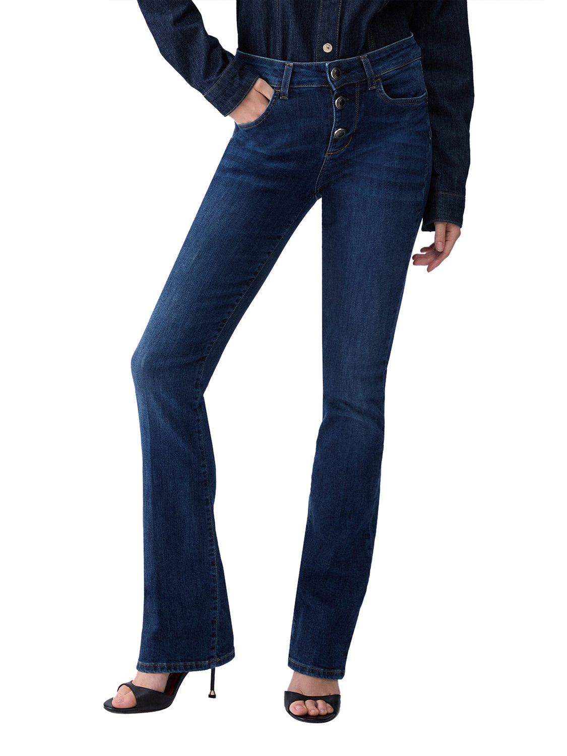 LIUJO DENIM Jeans Bootcut Con Bottoni Gioiello Liu Jo - Denim Den.Blue Jolie Wash