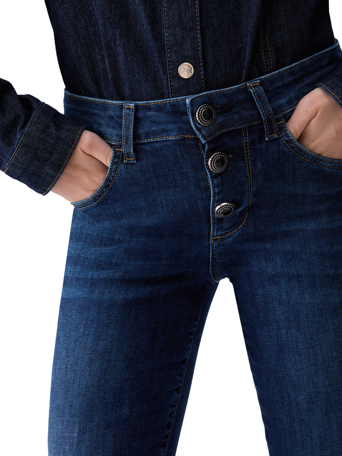LIUJO DENIM Jeans Bootcut Con Bottoni Gioiello Liu Jo - Denim Den.Blue Jolie Wash