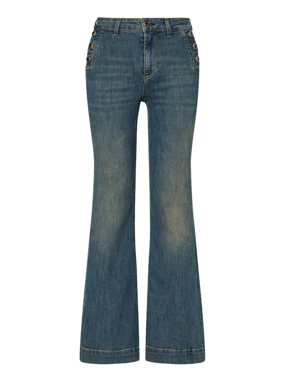 LIUJO DENIM Jeans Flare Con Bottoni Gioiello Liu Jo - Denim Den.Blue Dirty Jolie