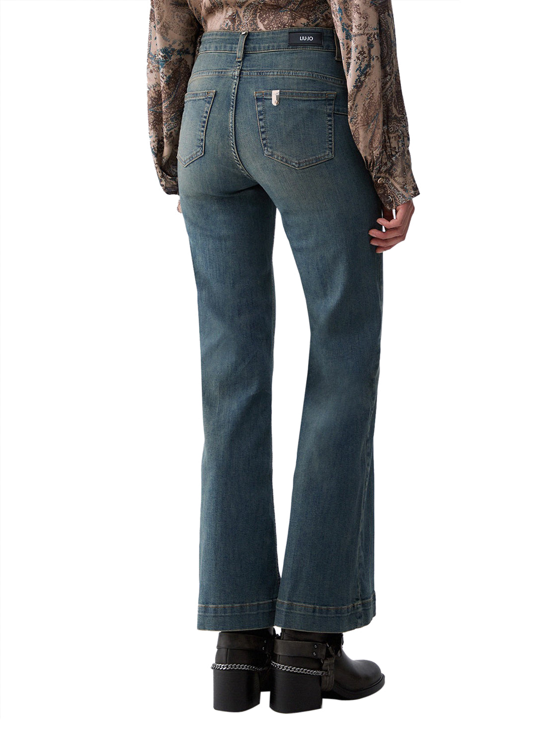 LIUJO DENIM Jeans Flare Con Bottoni Gioiello Liu Jo - Denim Den.Blue Dirty Jolie