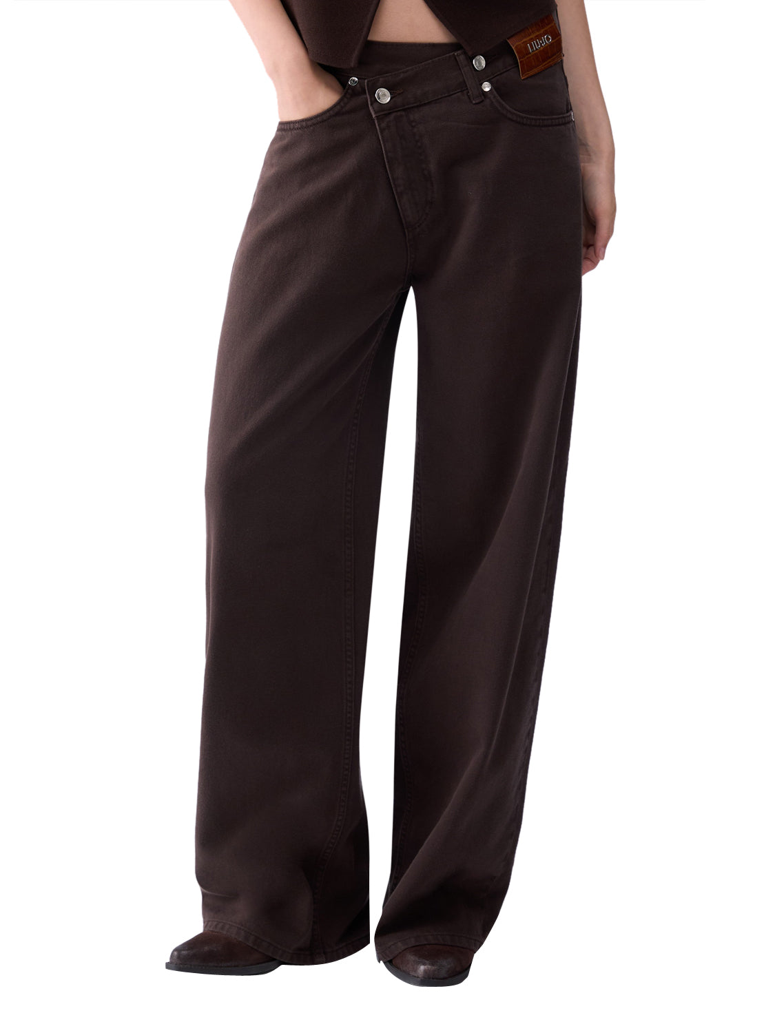 Liu Jo Pantaloni Straight Con Cinturino Asimmetrico Liu Jo - Marrone Cioccolato MOLE