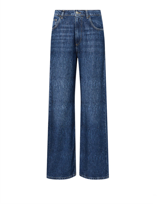 LIUJO DENIM Jeans Straight Con Strass Liu Jo - Denim Blu Den.Blue Strass Rain