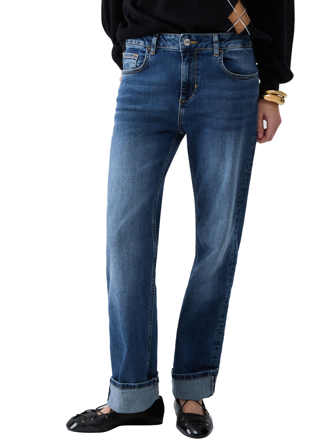 LIUJO DENIM Jeans Straight Con Risvolto Liu Jo - Denim Blu Den.Blu Mid Comfort