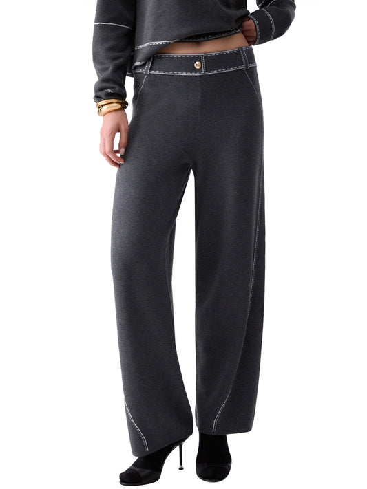LIUJO SPORT Pantaloni Con Cuciture A Contrasto Liu Jo Sport - Grigio Acciaio Mel/Bco Lana