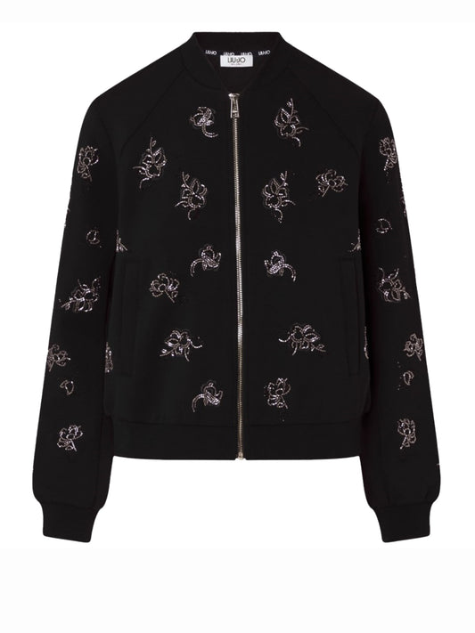 LIUJO SPORT Felpa con ricami Gioiello Liu Jo - Nero Nero/All Over Flower