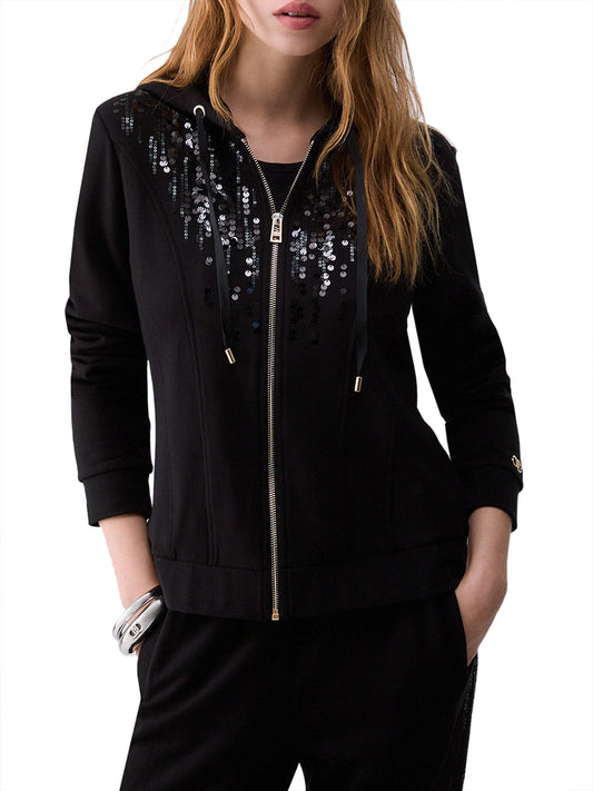 LIUJO SPORT Felpa Con Cappuccio E Paillettes Liu Jo - Nero BLACK