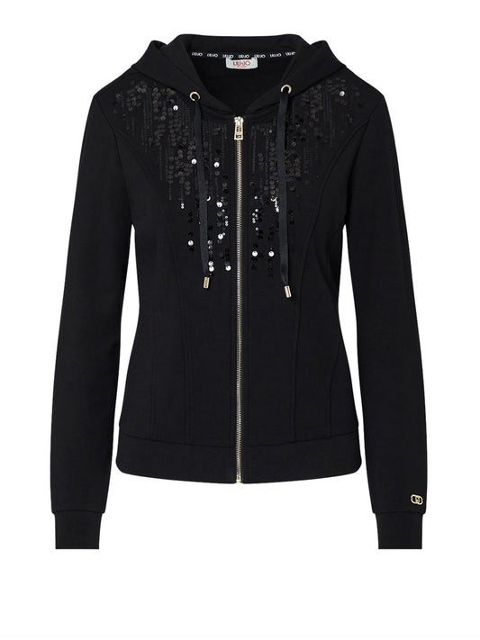 LIUJO SPORT Felpa Con Cappuccio E Paillettes Liu Jo - Nero BLACK