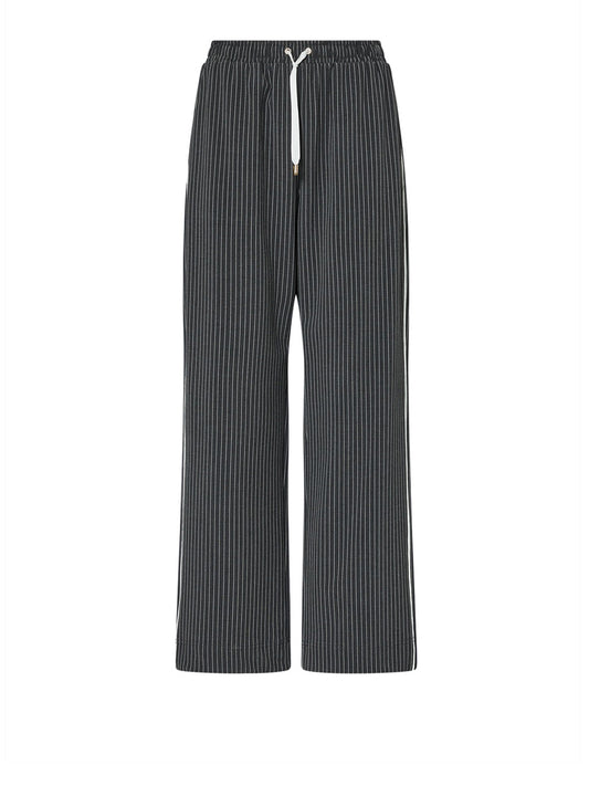 LIUJO SPORT Pantaloni Gessati Con Inserto In Pizzo Liu Jo - Grigio Acciaio Mel/Bco Lana
