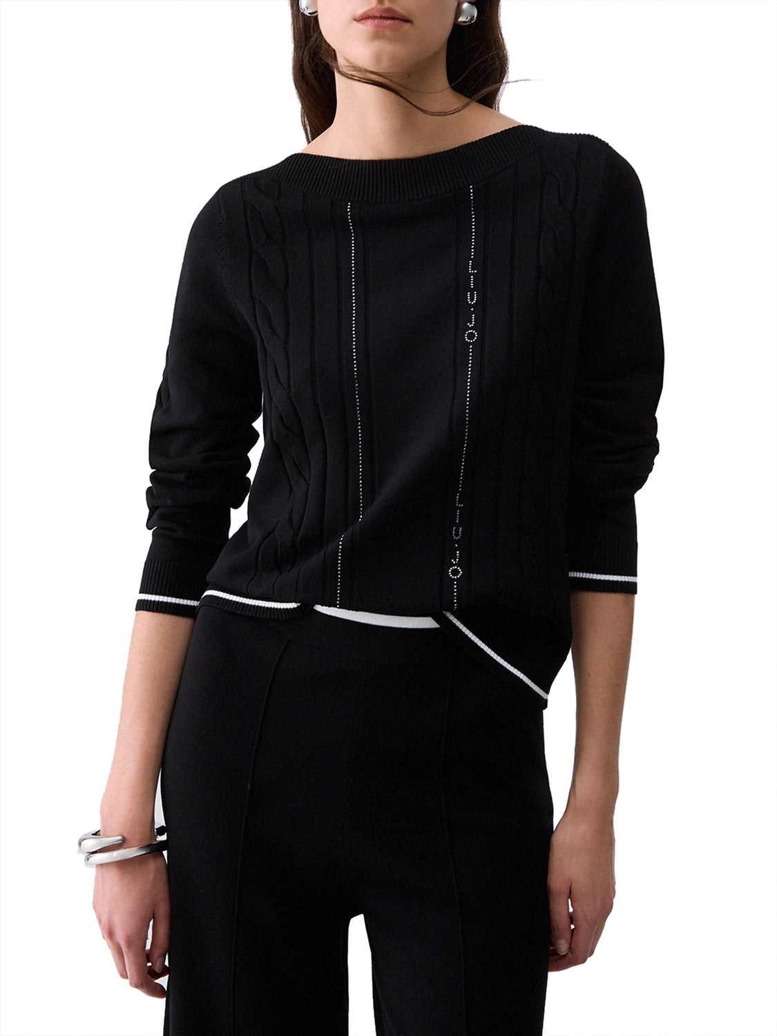 LIUJO SPORT Maglia Con Profili A Contrasto Liu Jo Sport - Nero Nero/Bianco Lana