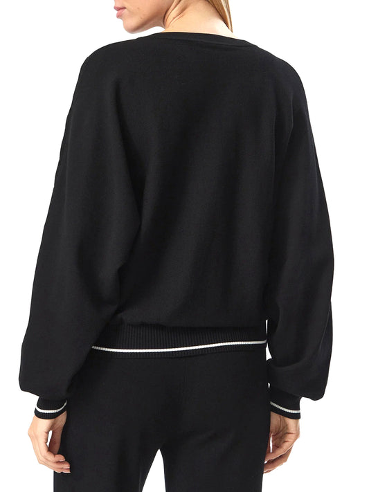 LIUJO SPORT Cardigan In Maglia Liu Jo Sport - Nero Nero/Bianco Lana