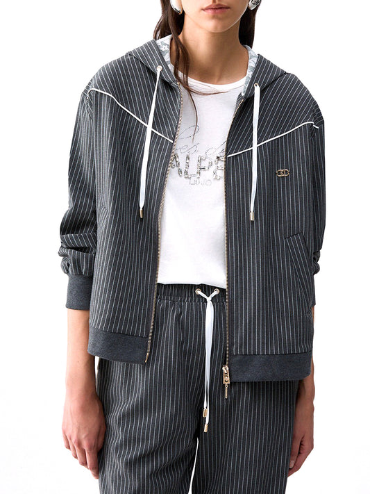 LIUJO SPORT Giacca Con Cappuccio In Pizzo Liu Jo Sport - Grigio Acciaio Mel/Bco Lana
