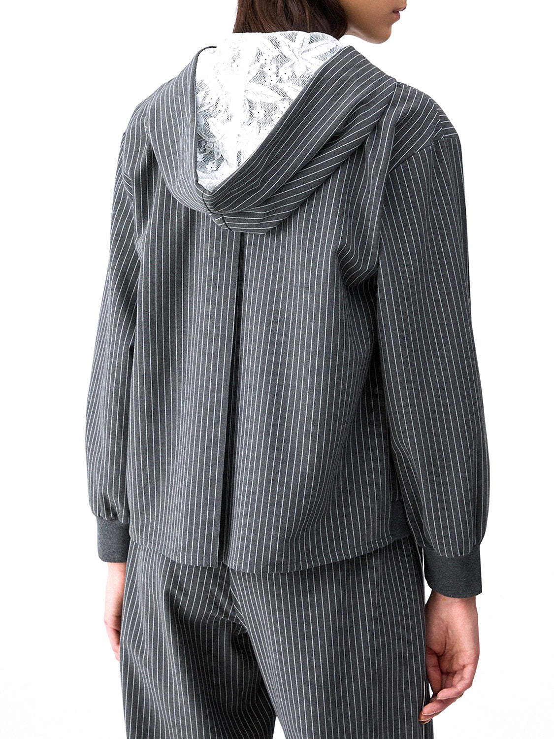 LIUJO SPORT Giacca Con Cappuccio In Pizzo Liu Jo Sport - Grigio Acciaio Mel/Bco Lana