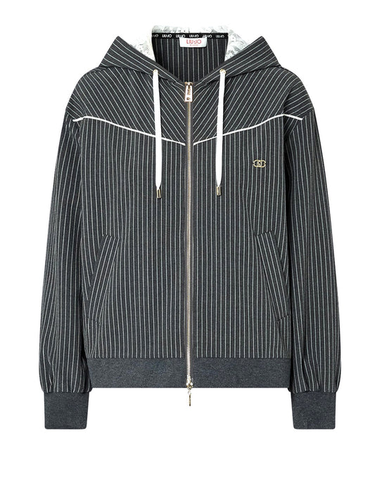 LIUJO SPORT Giacca Con Cappuccio In Pizzo Liu Jo Sport - Grigio Acciaio Mel/Bco Lana