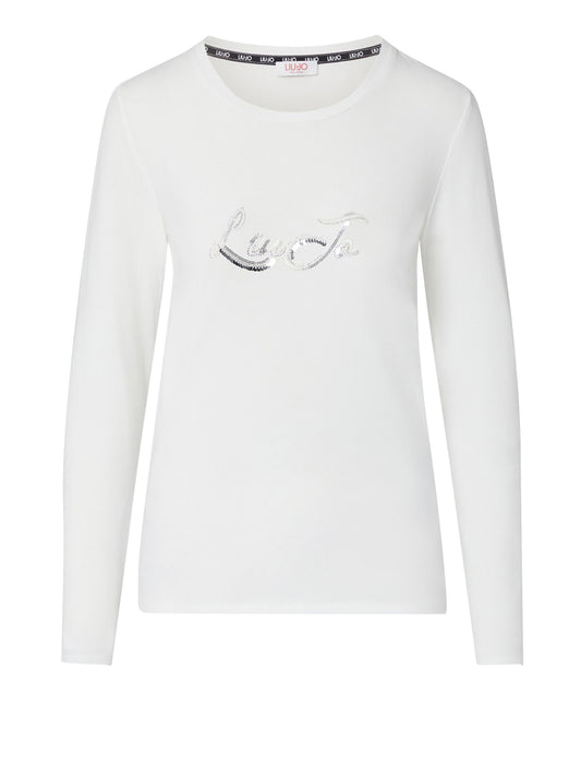 LIUJO SPORT Tshirt Maniche Lunghe Con Paillettes Liu Jo Sport - Bianco Bco Lana/Liujo Seq.