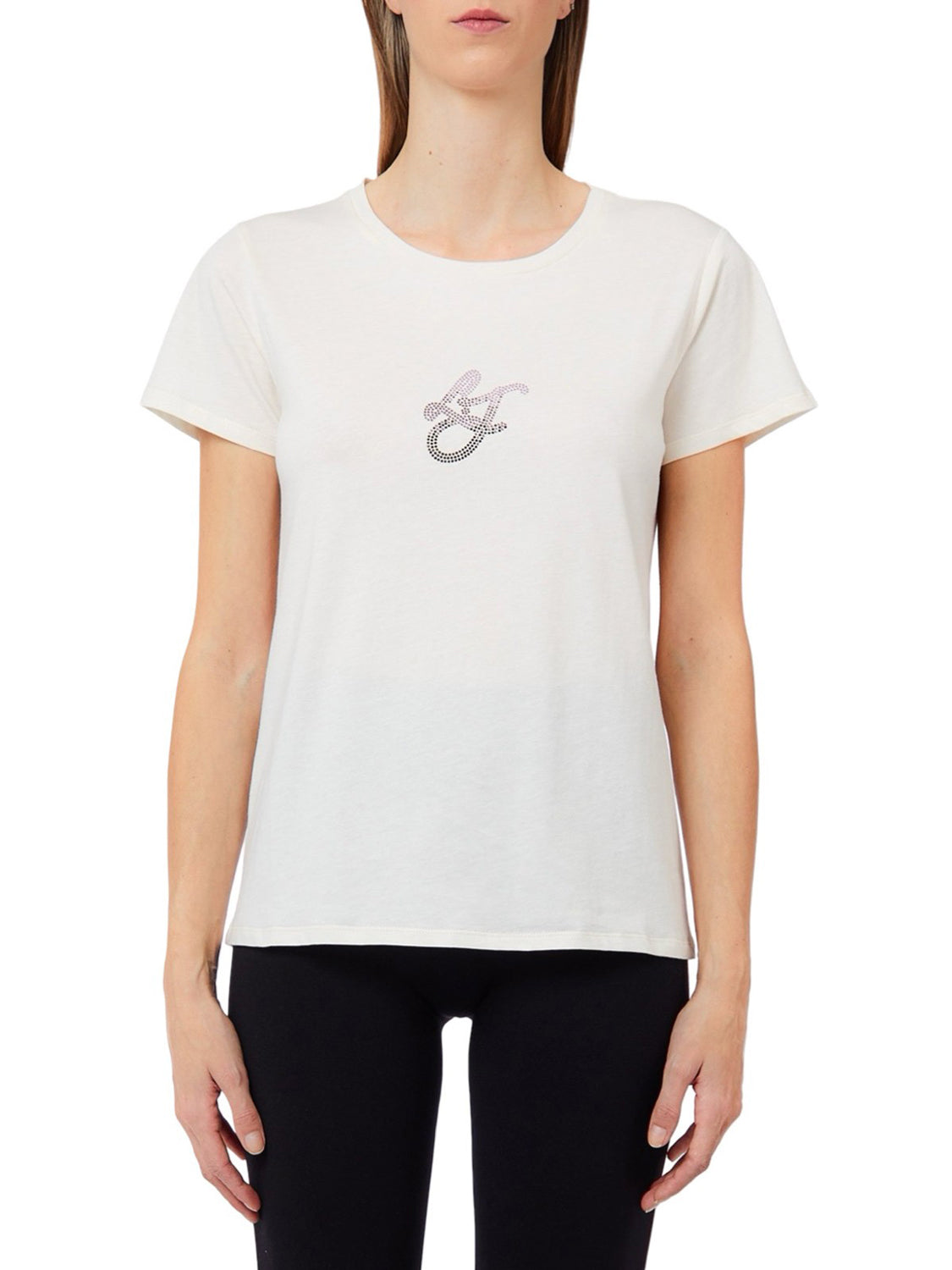 LIUJO SPORT Tshirt Con Logo E Strass Liu Jo Sport - Bianco Bco Lana/Lj