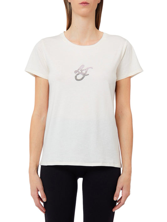 LIUJO SPORT Tshirt Con Logo E Strass Liu Jo Sport - Bianco Bco Lana/Lj