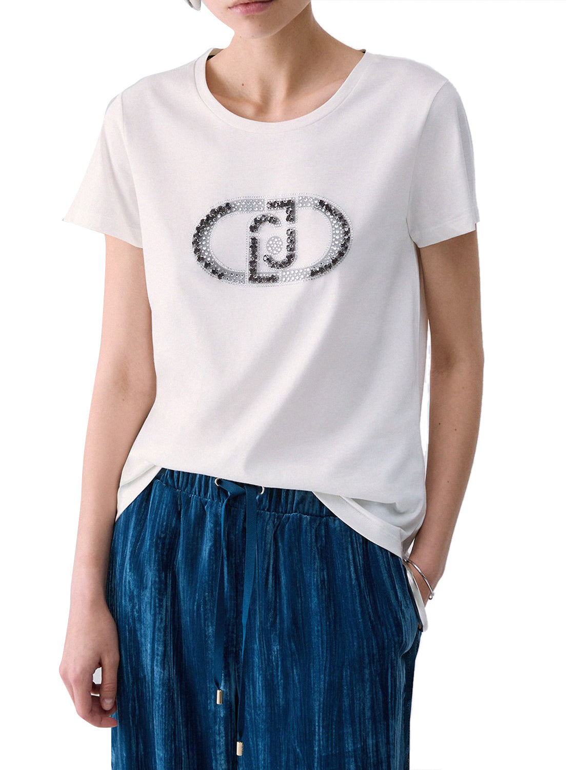 LIUJO SPORT Tshirt Con Logo Monogram Liu Jo Sport - Bianco Bco Lana/Monogram St