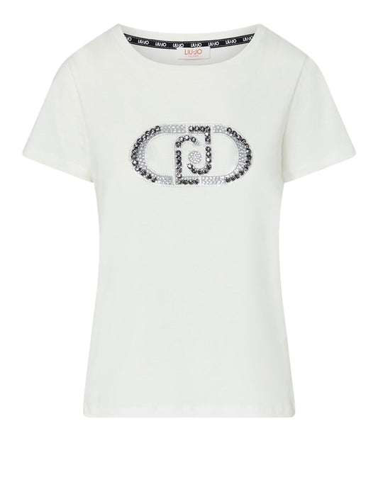 LIUJO SPORT Tshirt Con Logo Monogram Liu Jo Sport - Bianco Bco Lana/Monogram St