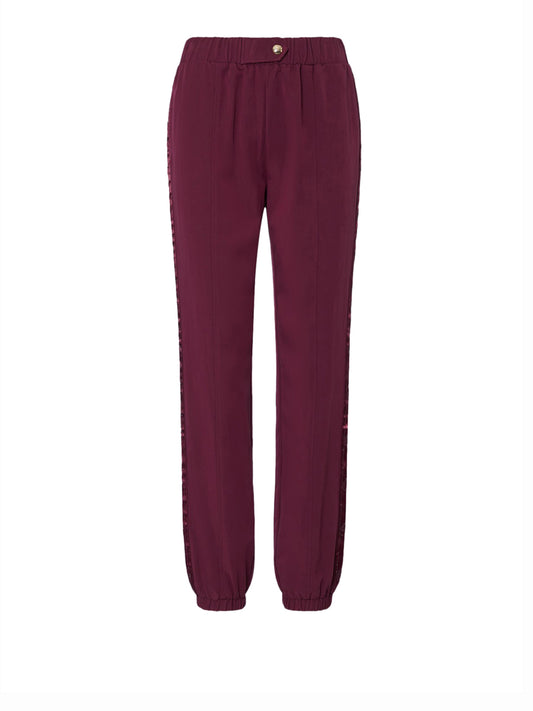 LIUJO SPORT Pantaloni Jogging Con Tape Logato Liu Jo Sport - Red Aubergine Red Aubergine