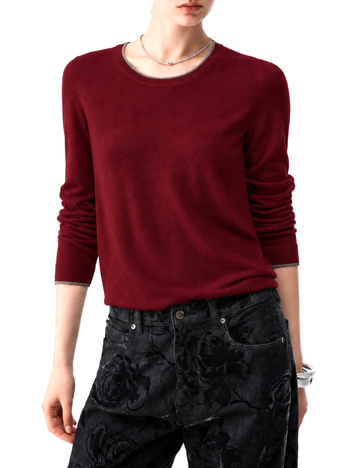 LIU.JO WHITE Maglia Con Profili Lurex Liu Jo - Scarlet SCARLET