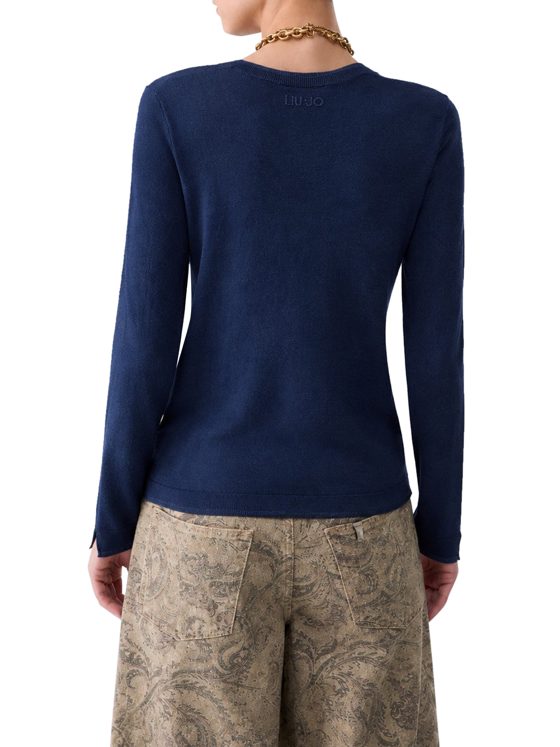 LIU.JO WHITE Maglia Con Profili Lurex Liu Jo - Blu Scuro Nuit Noir