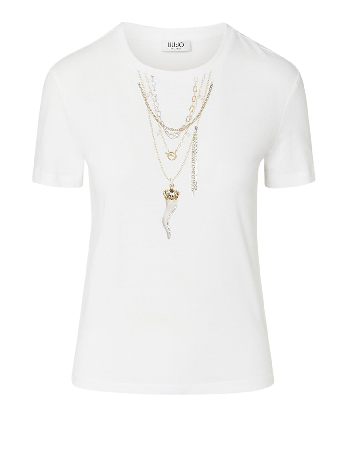 LIU.JO WHITE Liu Jo T-Shirt Stampa Bianco Bianco Liujo Chains