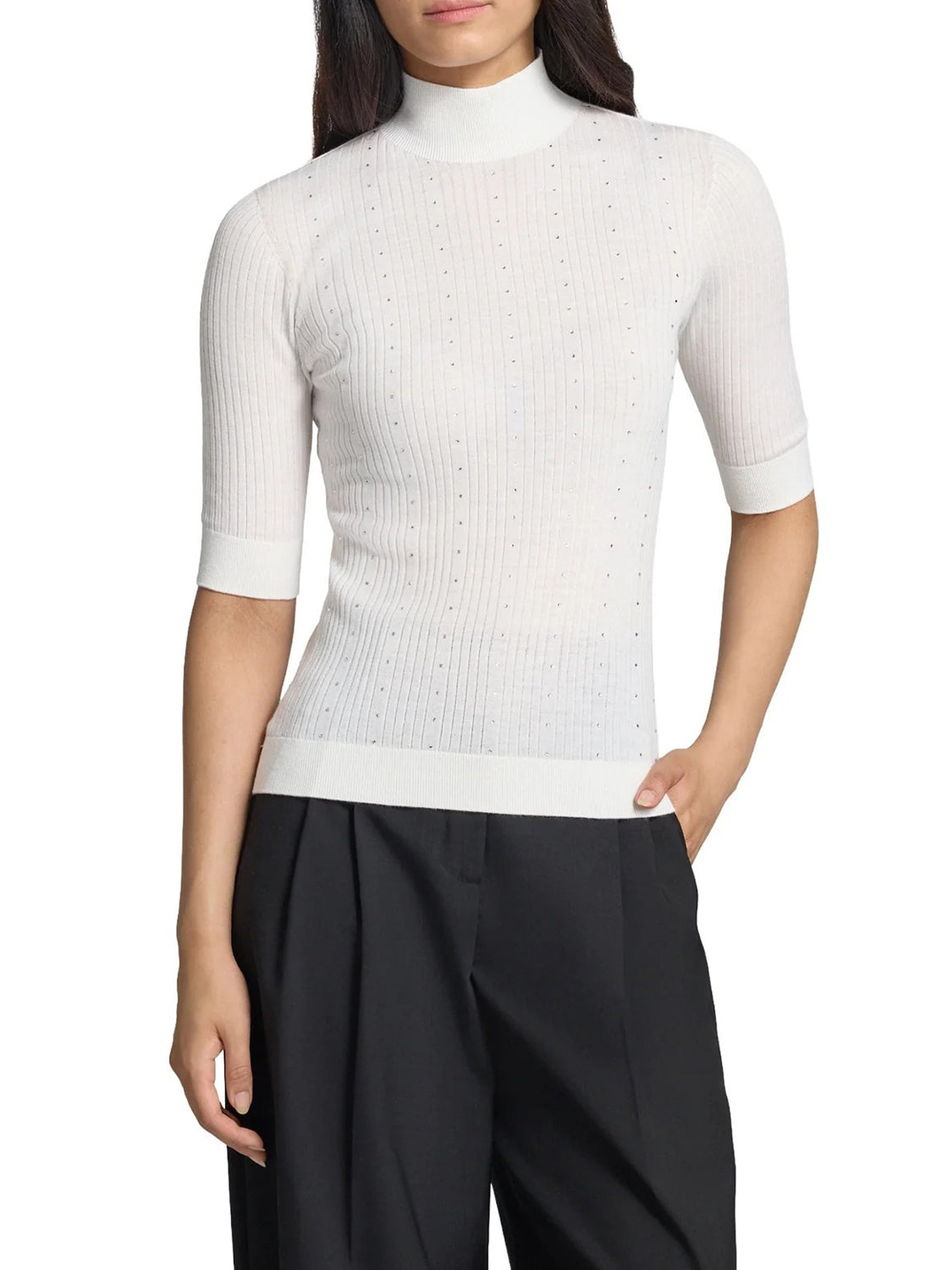 LIU.JO WHITE Maglia In Lana Con Strass Liu Jo - Bianco Bianco Lana