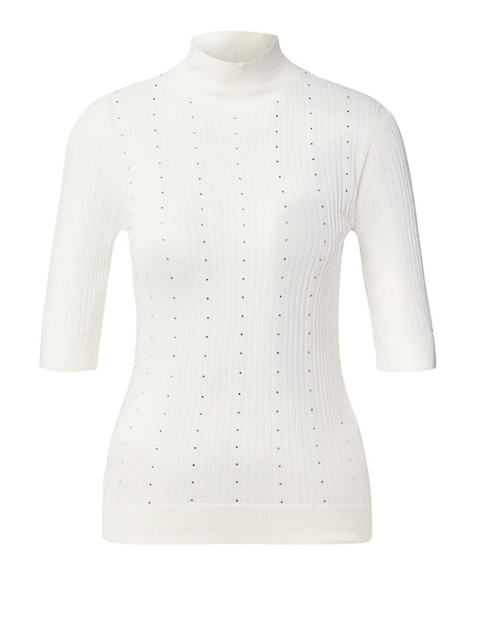 LIU.JO WHITE Maglia In Lana Con Strass Liu Jo - Bianco Bianco Lana