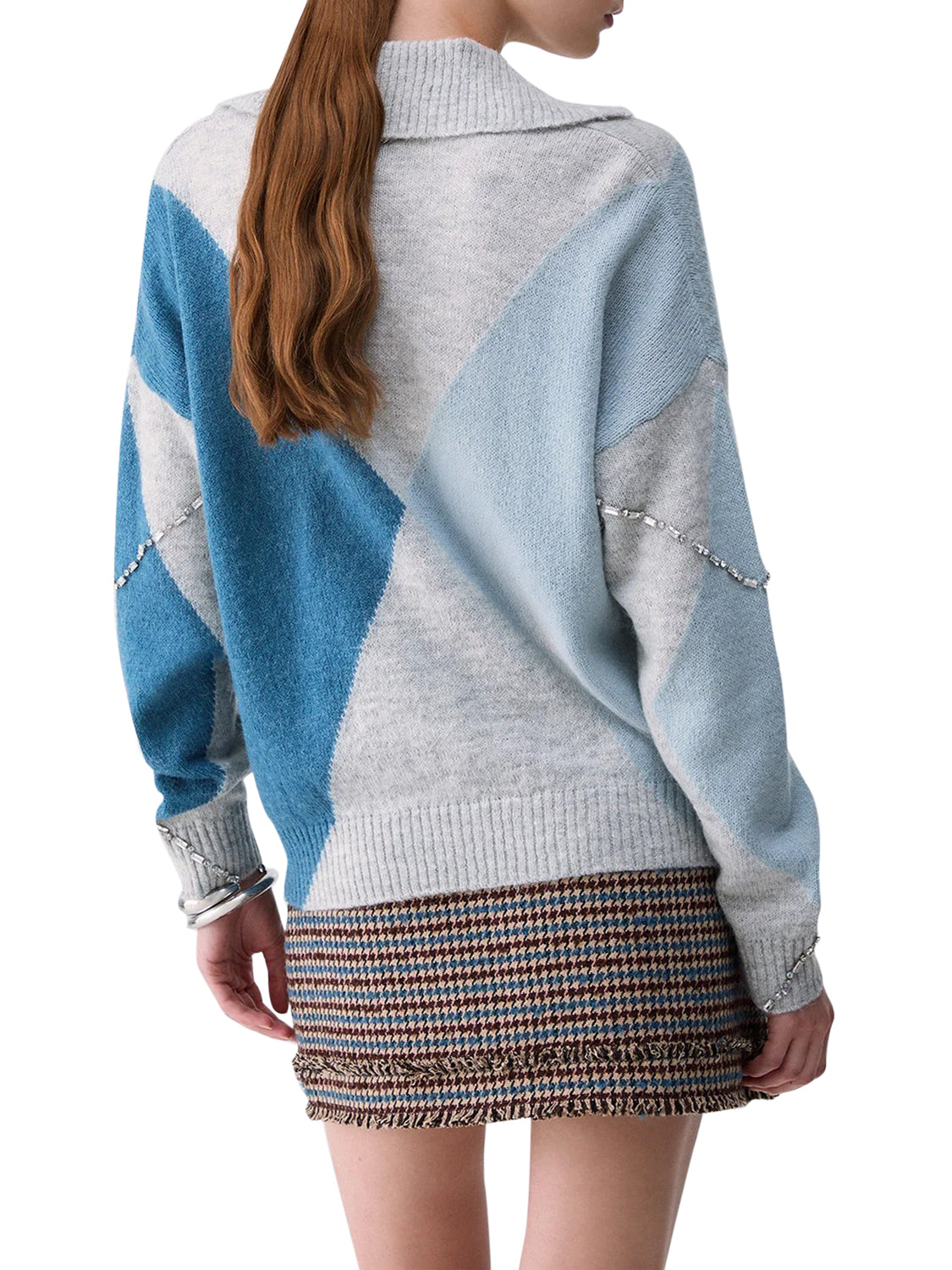 LIU.JO WHITE Maglia Argyle Con Ricami Gioiello Liu Jo - Blu Blue Ballantyne