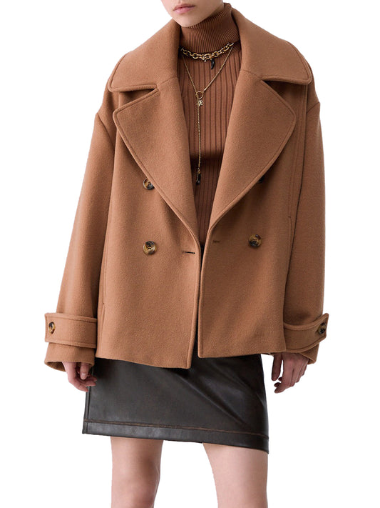 LIU.JO WHITE Cappotto Corto Doppiopetto In Lana Liu Jo - Beige Cozy Beige
