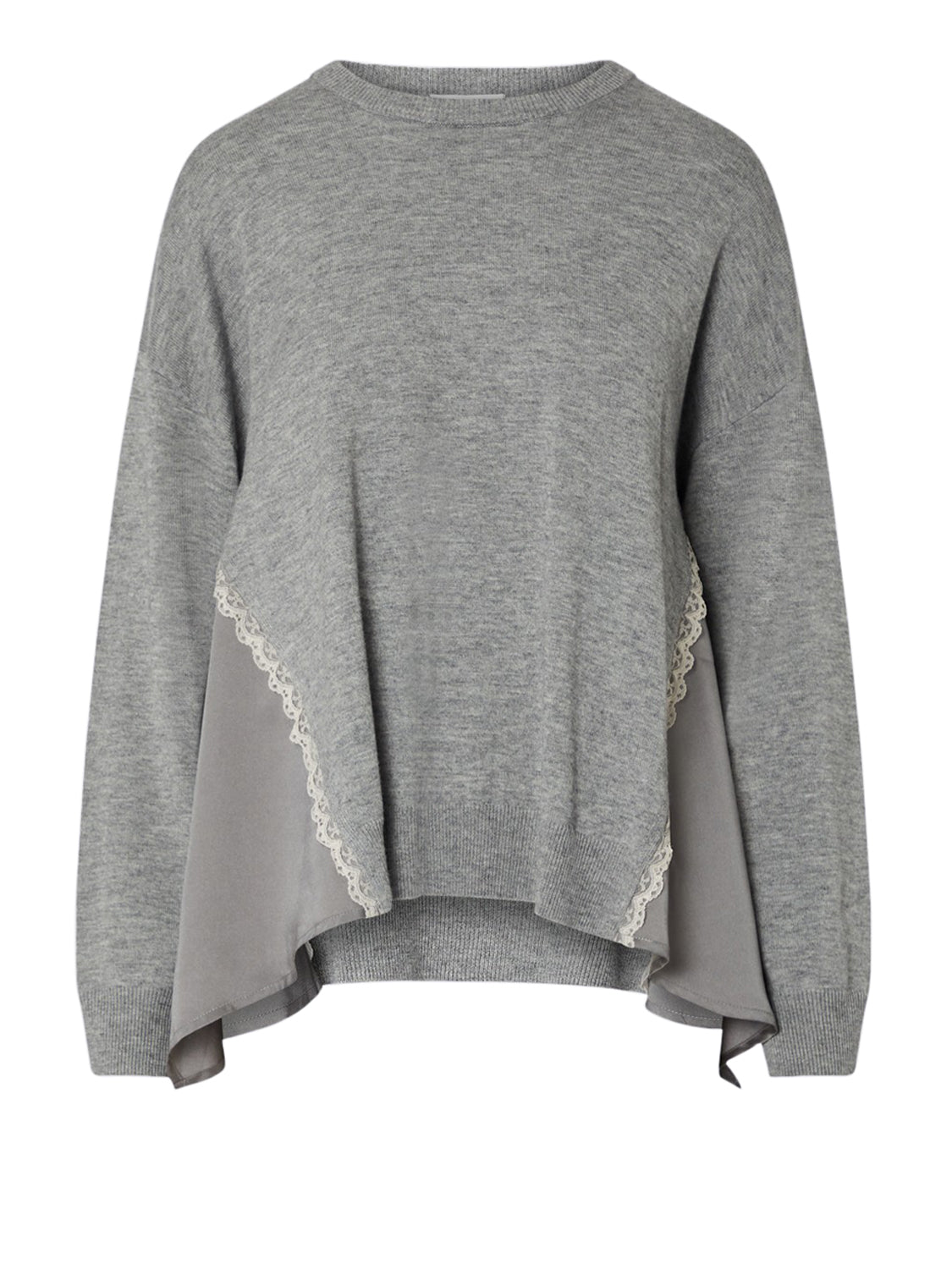 LIU.JO WHITE Liu Jo Maglia Con Inserti In Raso Grigio Grigio Md.Melange