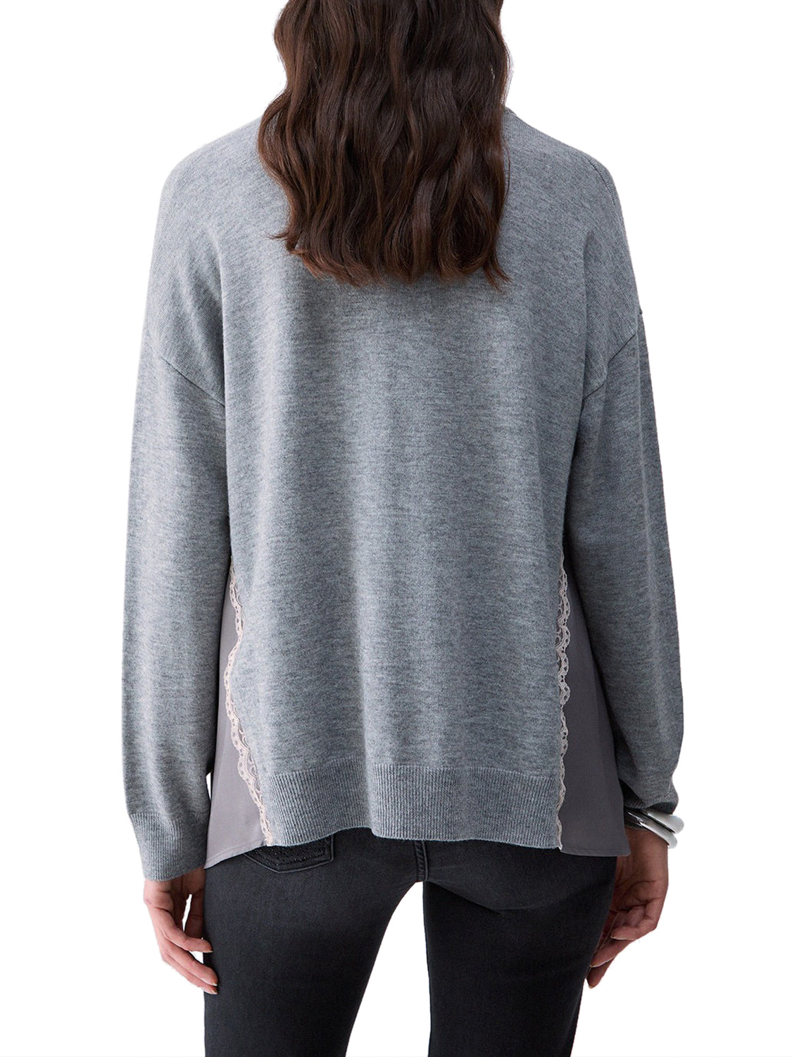 LIU.JO WHITE Liu Jo Maglia Con Inserti In Raso Grigio Grigio Md.Melange