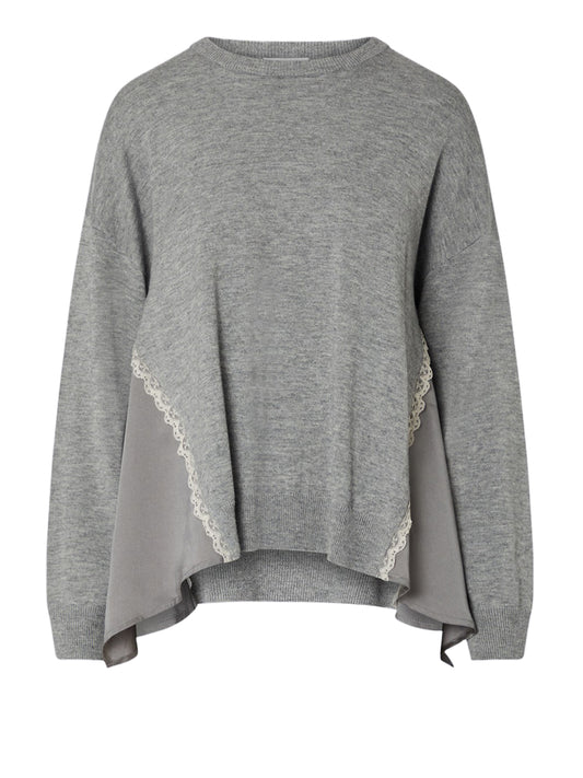 LIU.JO WHITE Liu Jo Maglia Con Inserti In Raso Grigio Grigio Md.Melange