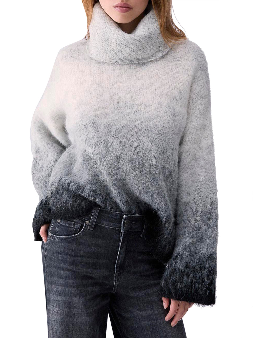 Liu Jo Maglia Jacquard In Lana Spazzolata Liu Jo - Grigio Gray Alpaca Degrade